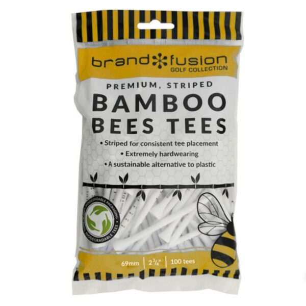 Villant 69mm Bamboo Bees Golf Tees – Large Striped Pack