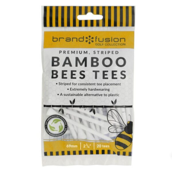 Villant 69mm Bamboo Bees Golf Tees – Small Striped Pack